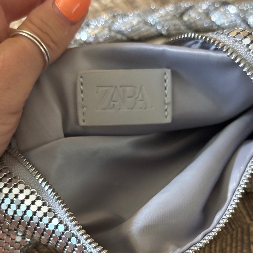 Zara Silver Sequined Shoulder Bag with Braided Strap - Picture 4 of 4
